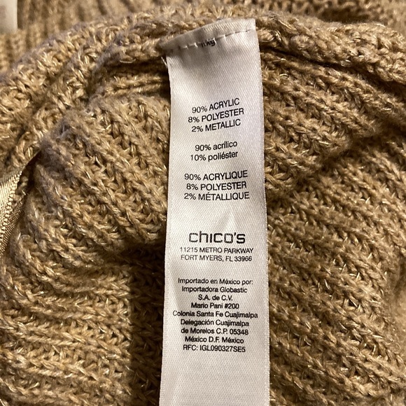 Chico’s Golden Metallic Latte Sleeveless Sweater - Picture 8 of 10